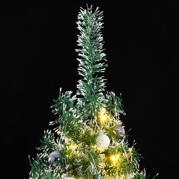vidaXL Artificial Christmas Tree Green and white PET, Metal, Plastic, PVC