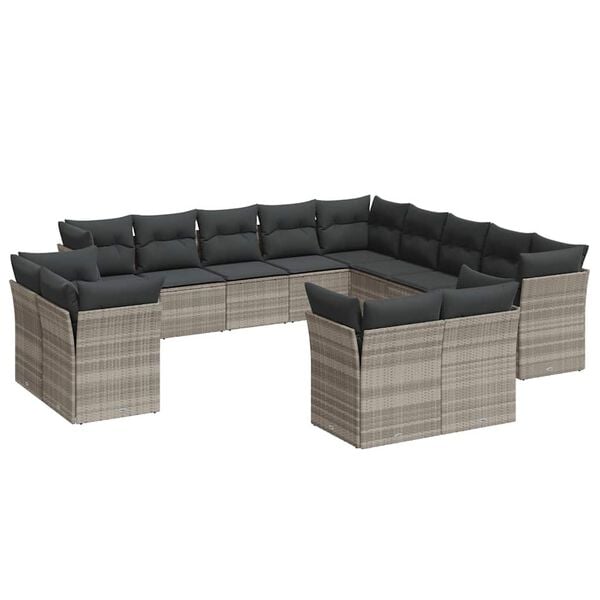 vidaXL Garden Sofa Set Light Grey, Dark Grey PE Rattan, Powder-Coated Steel
