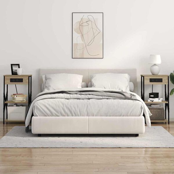 vidaXL Bedside Cabinet 2 pcs Sonoma Oak 16.14 x 12.20 x 29.92 in