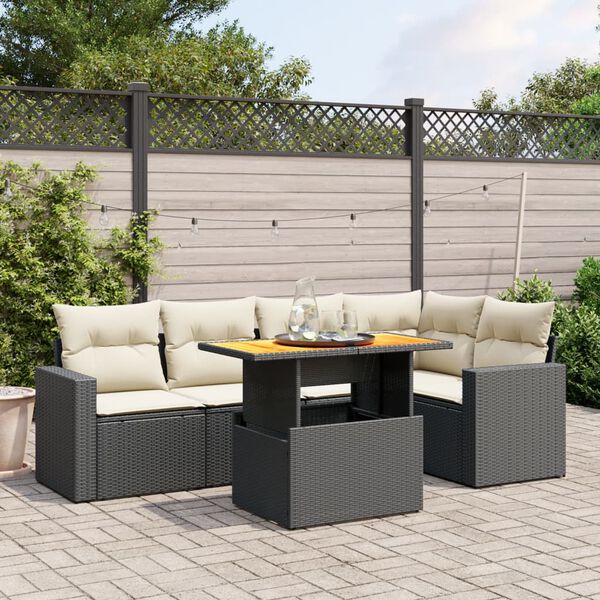 vidaXL Garden Sofa Set Black, Cream White