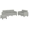 vidaXL 3 Piece Sofa Set with Cushions Light Gray Microfiber Fabric
