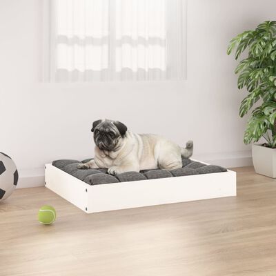 vidaXL Dog Bed White 24.2"x19.3"x3.5" Solid Wood Pine