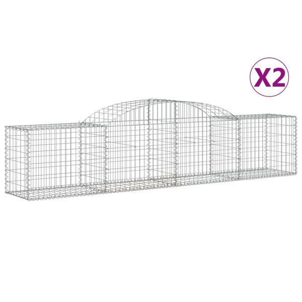 vidaXL Gabion Basket Set of 2 Silver Galvanized iron