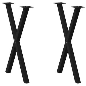 vidaXL Dining Table Leg Set of 2 Black Powder-coated steel Medium