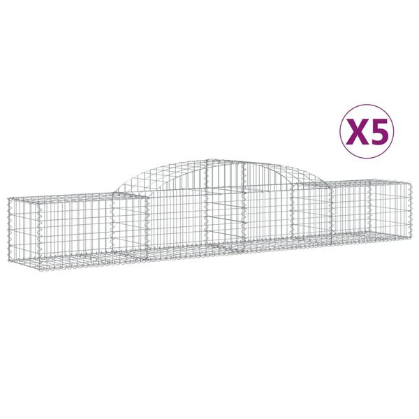 vidaXL Gabion Basket Set of 5 Silver Galvanized Iron