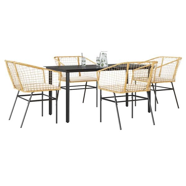 vidaXL Garden Dining Set Brown PE Rattan Medium UV-resistant materials