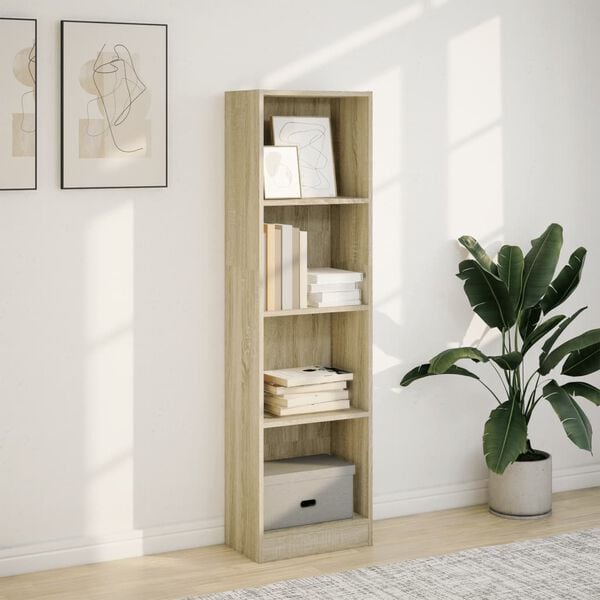 vidaXL Bookcase Sonoma Oak Engineered Wood 56.3 in tall Bookcase