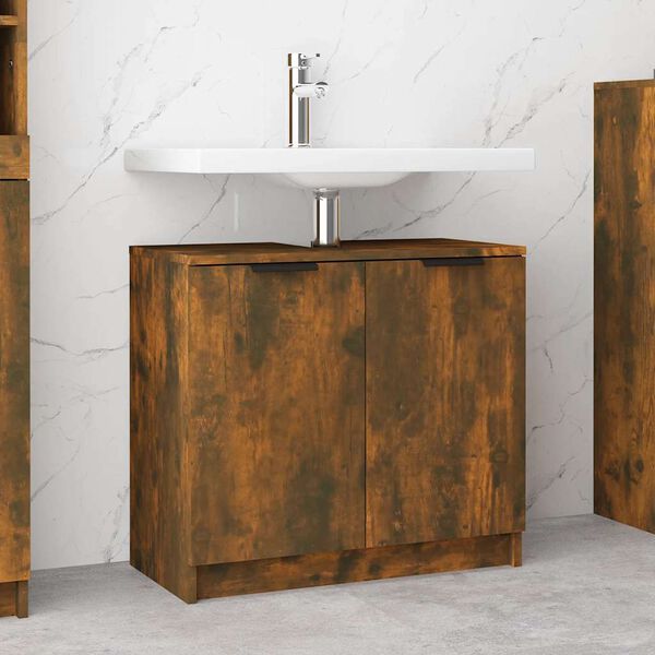 vidaXL Bathroom Cabinet Smoked Oak Engineered Wood Compact