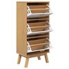 vidaXL Shoe Cabinet White and Brown Solid Pine Wood Medium Shoe Cabinet
