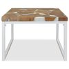 vidaXL Coffee Table Brown and White Teak with resin and steel
