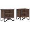vidaXL Bedside Cabinet Set of 2 Brown oak Engineered wood, metal Small