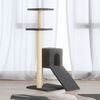 vidaXL Cat Tree Dark grey Engineered wood, plush, sisal Medium