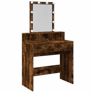 vidaXL Dressing Table Smoked Oak Engineered Wood, Glass Standard