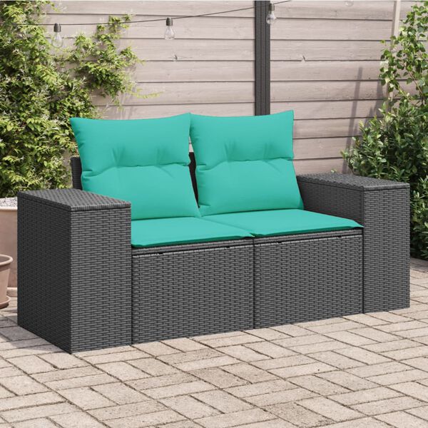 vidaXL Garden Sofa Black, Blue