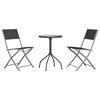 vidaXL 3 Piece Patio Dining Set Black Steel