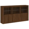 vidaXL Sideboard Brown Oak Engineered Wood, Glass Sideboard Rectangular