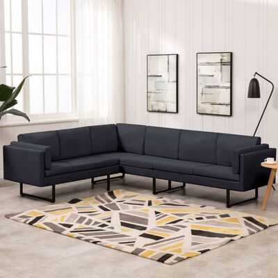vidaXL Corner Sofa Dark Gray Fabric