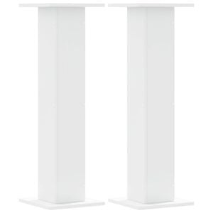 vidaXL Speaker Stands 2 pcs White 11.8x11.8x37.4" Engineered Wood