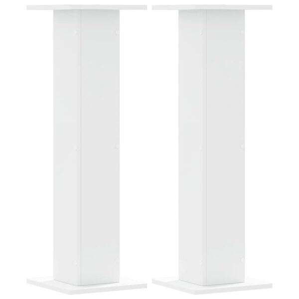 vidaXL Speaker Stands 2 pcs White 11.8x11.8x37.4" Engineered Wood