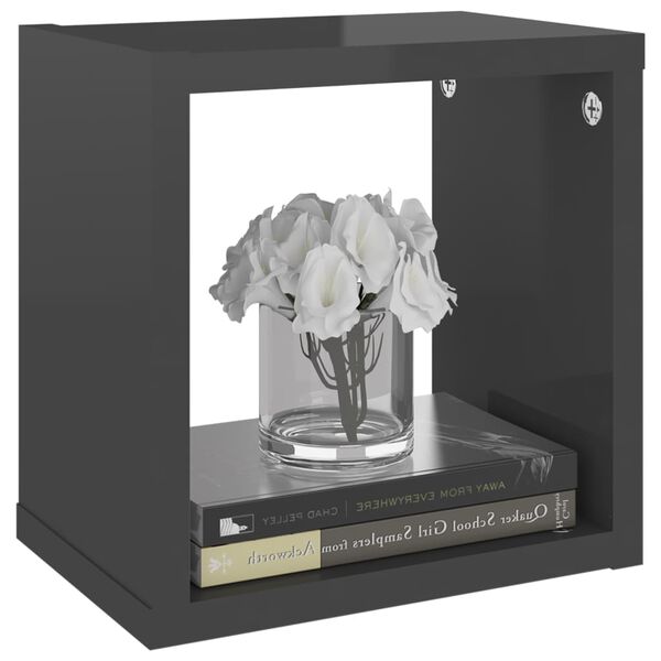 vidaXL Cube Shelf Set of 4 High gloss grey Engineered wood