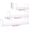 vidaXL Wall Shelf Set of 3 Grey sonoma Engineered wood