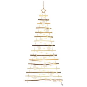 vidaXL Christmas Tree with 50 LEDs Natural 47.2" Solid Ash wood