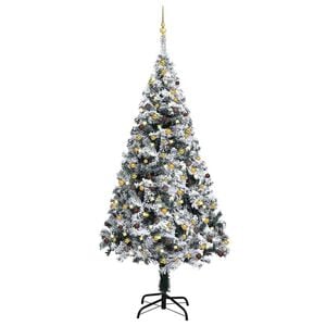 vidaXL Artificial Pre-lit Christmas Tree with Ball Set Green 82.7" PVC