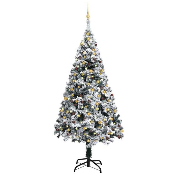 vidaXL Artificial Pre-lit Christmas Tree with Ball Set Green 82.7" PVC