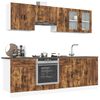 vidaXL Kitchen Cabinet Set Smoked oak Engineered wood and glass 8-piece