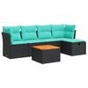 vidaXL 6 Piece Patio Sofa Set with Cushions Black Poly Rattan