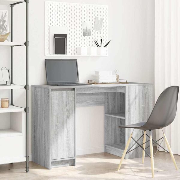 vidaXL Desk Grey Sonoma Engineered Wood Medium Desk Rectangular