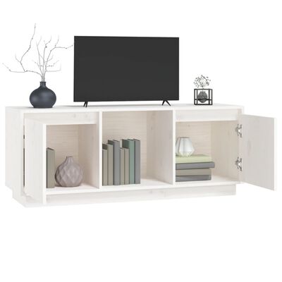 vidaXL TV Stand White 43.5"x13.8"x17.3" Solid Wood Pine