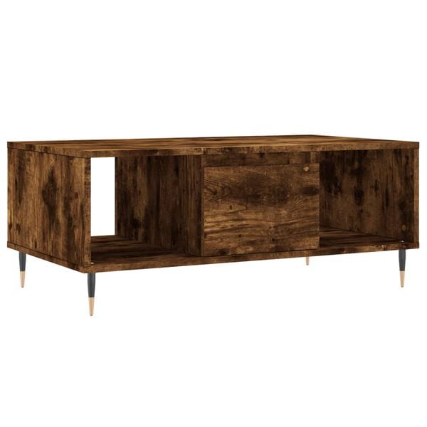 vidaXL Coffee Table Smoked Oak Engineered Wood, Metal 35.4x19.7x14.4 in