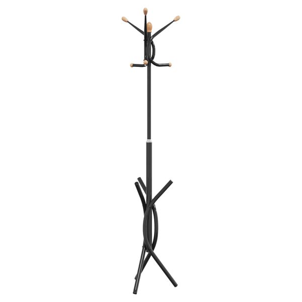 vidaXL Coat Stand Black Powder-coated iron Standard Hooks Coat Stand