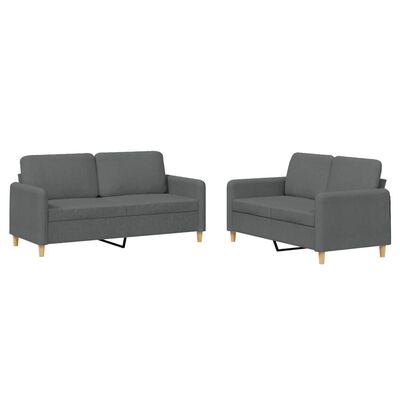 vidaXL 2 Piece Sofa Set with Cushions Dark Gray Fabric