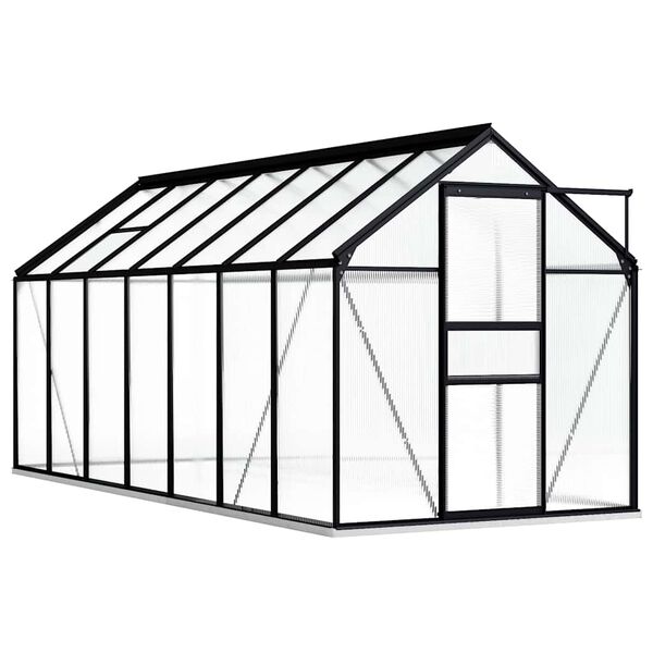 vidaXL Greenhouse Anthracite, Transparent Aluminum, Polycarbonate Large