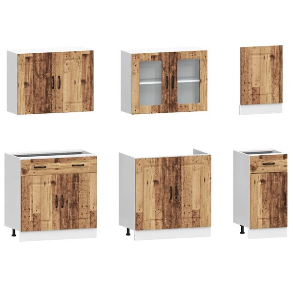 vidaXL Kitchen Cabinet Set Old wood Engineered wood, Glass Large