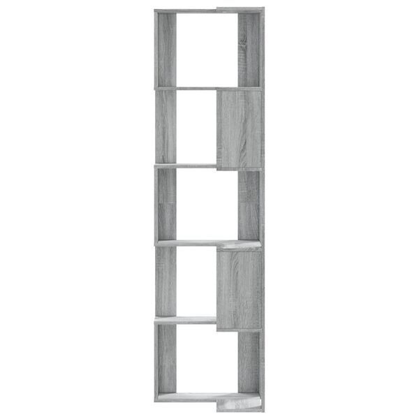 vidaXL Corner Bookcase 5-Tier Grey Sonoma 19.7x19.7x70.5" Engineered Wood