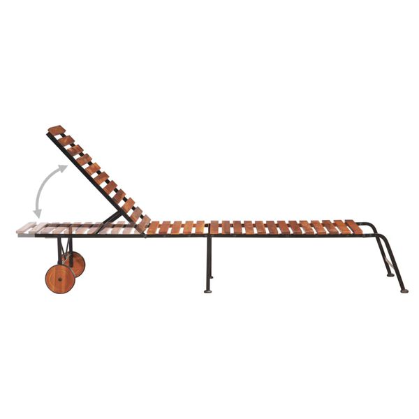 vidaXL Patio Sun Lounger Natural wood and black steel