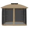 vidaXL Gazebo with Double Roof&Mesh Walls Taupe 9.6'x9.6' Steel