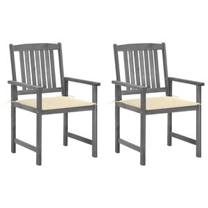 vidaXL Garden Chair Set of 2 Grey Solid Acacia Wood Medium Durable