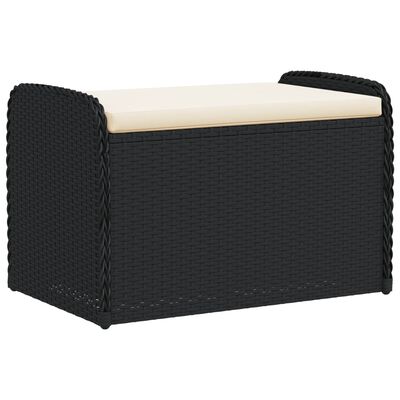 vidaXL Storage Bench with Cushion Black 31.5"x20.1"x20.5" Poly Rattan
