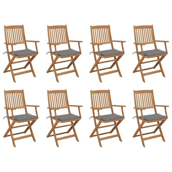 vidaXL Outdoor Chair Set of 8 Brown Solid Acacia wood Standard