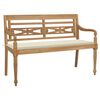 vidaXL Batavia Bench with Cream Cushion 59.1" Solid Teak Wood