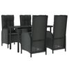 vidaXL Patio Dining Set Black PE rattan Medium Multi-Position Backrest