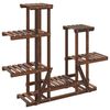 vidaXL Flower Stand Carbonised brown Carbonised solid fir wood Tall