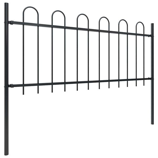 vidaXL Garden Fence with Hoop Top Steel 421.3"x31.5" Black
