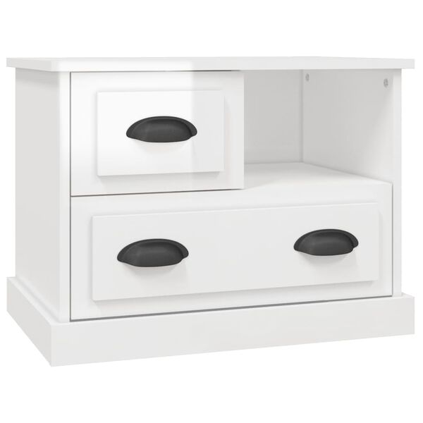 vidaXL Bedside Cabinet High gloss white Engineered wood Medium