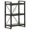 vidaXL Bookcase Black Solid Mango Wood Medium Shelving Bookcase