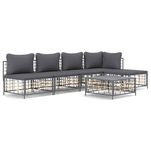 vidaXL Garden Lounge Set Anthracite Poly Rattan Large Modular